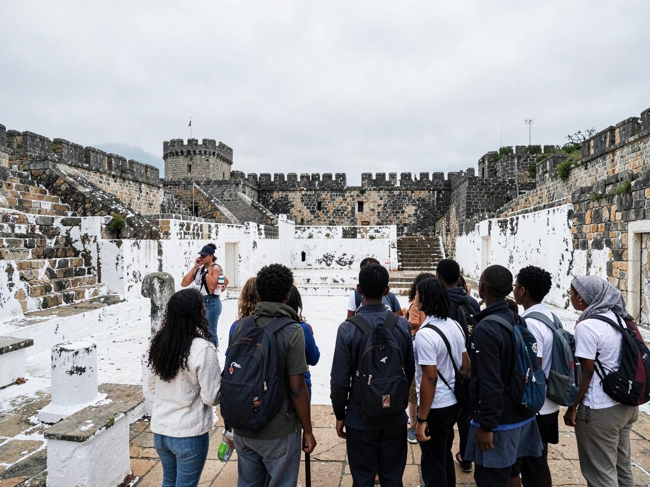 Student group touring Cape Coast Castle